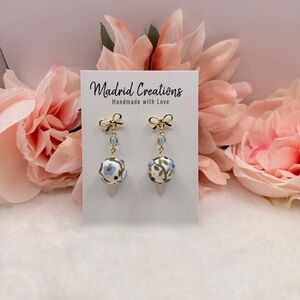 Madrid Creations Gold and Blue Ceramic Earrings